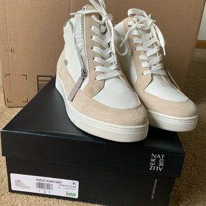 Naturalizer Leather Hightop , Hadley white/grey 8 wide